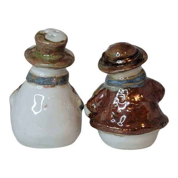 Vintage Nicholas Square Snowman Salt & Pepper Shakers Forest Friends - Picture 3 of 8